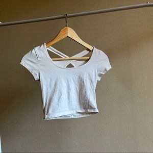 White Cross Back Crop Top